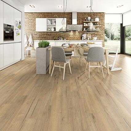 Panele podłogowe EGGER Home Dąb Creston naturalny EHL106 Aqua + arrangement