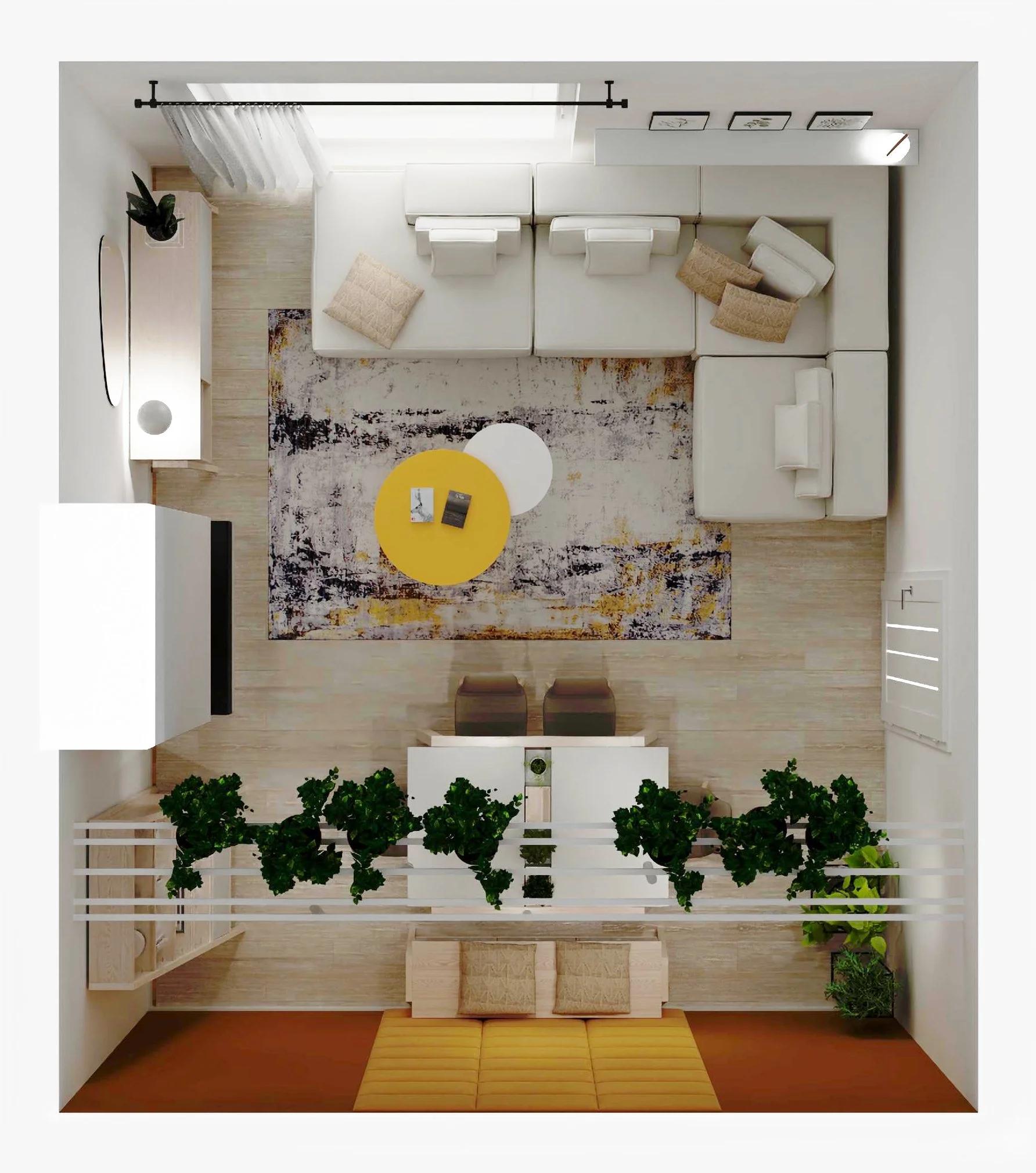Przestronny living room z jadalnią i kominkiem