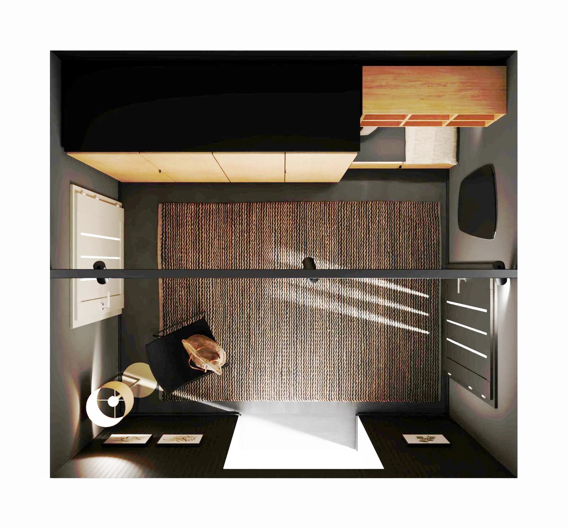 Mały, elegancki przedpokój z szafą i lustrem