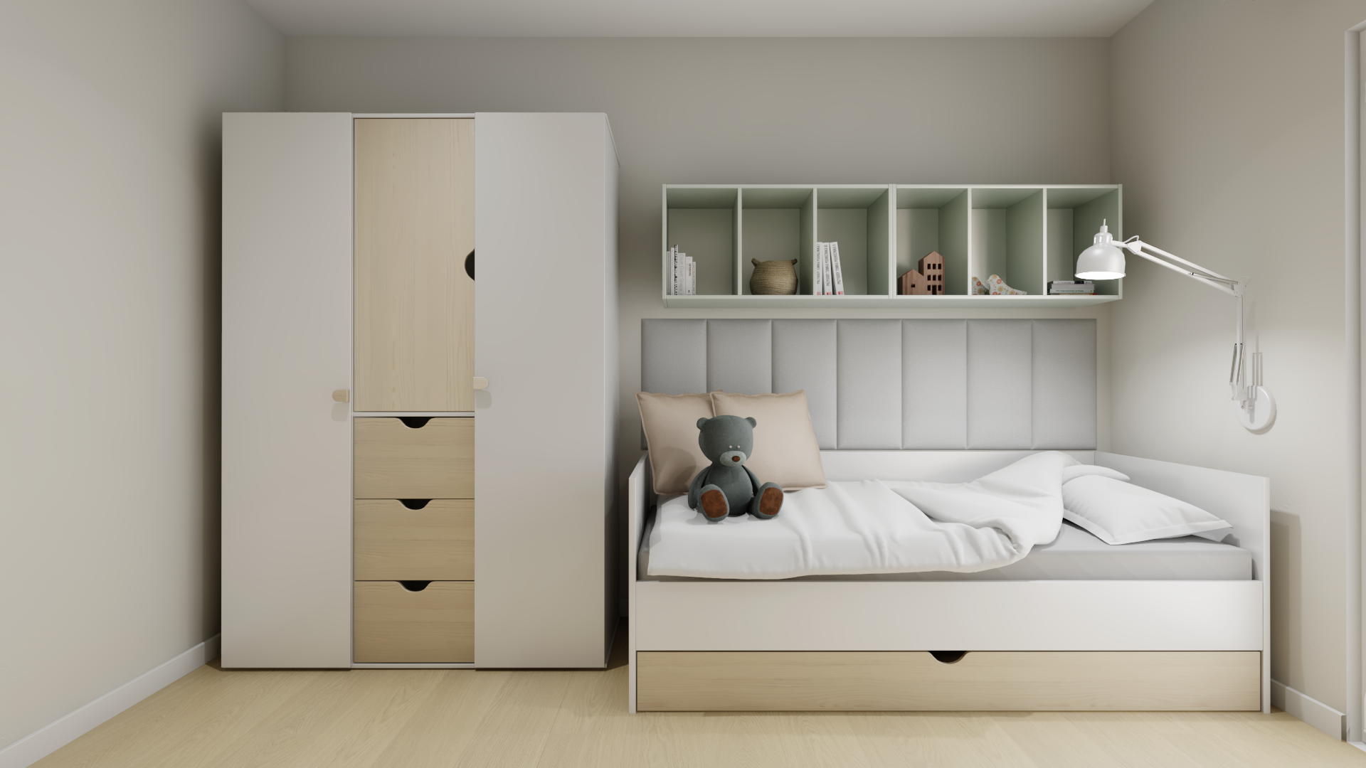 A soft, pastel-coloured room for a 10-year-old girl