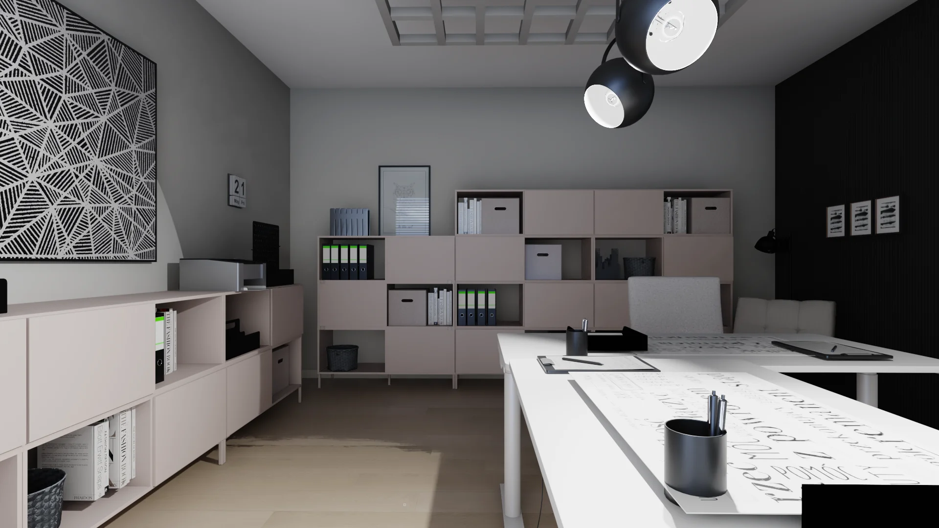 Functional office with a touch of black
