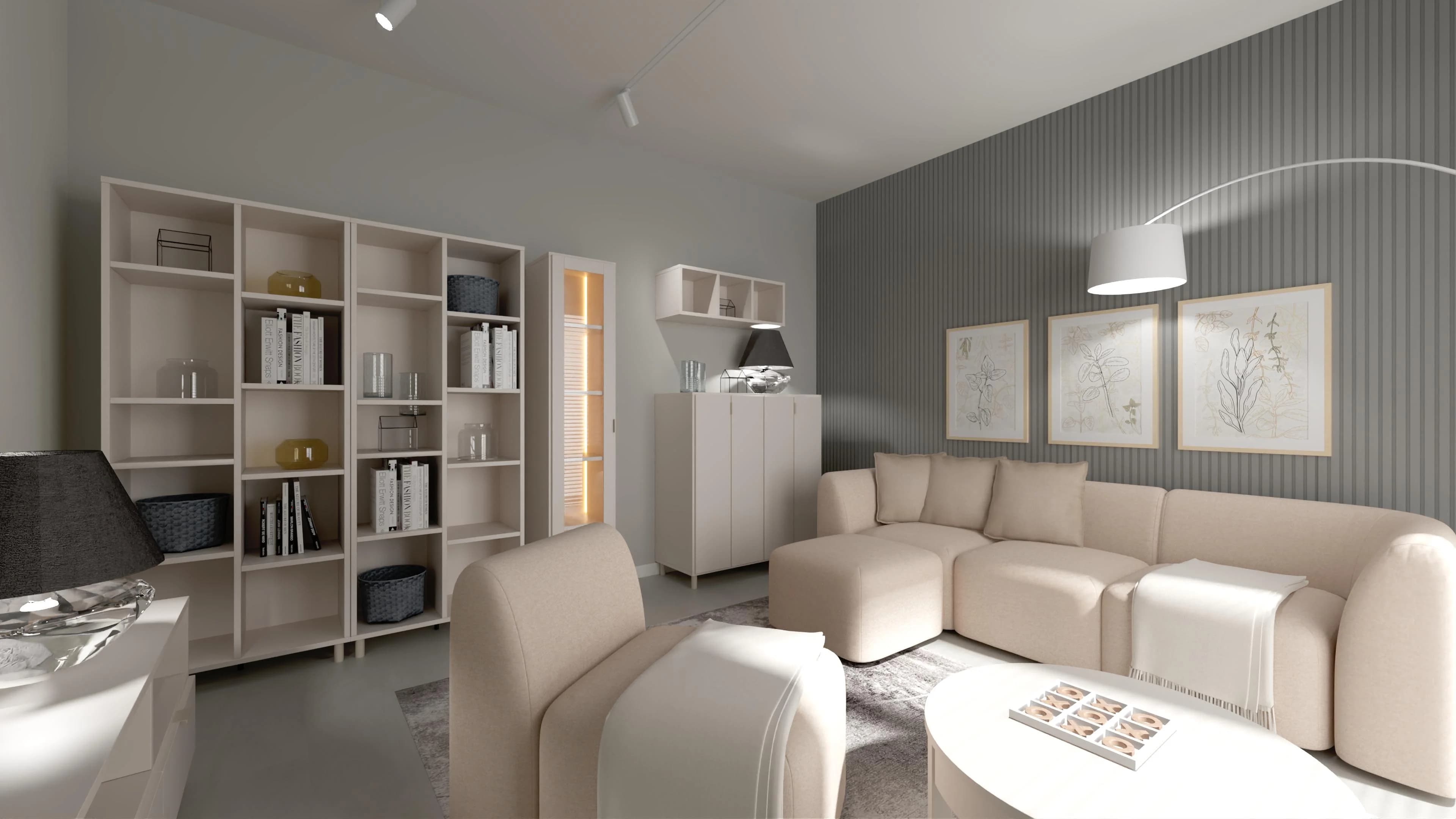 Nowoczesny salon z modułowym narożnikiem