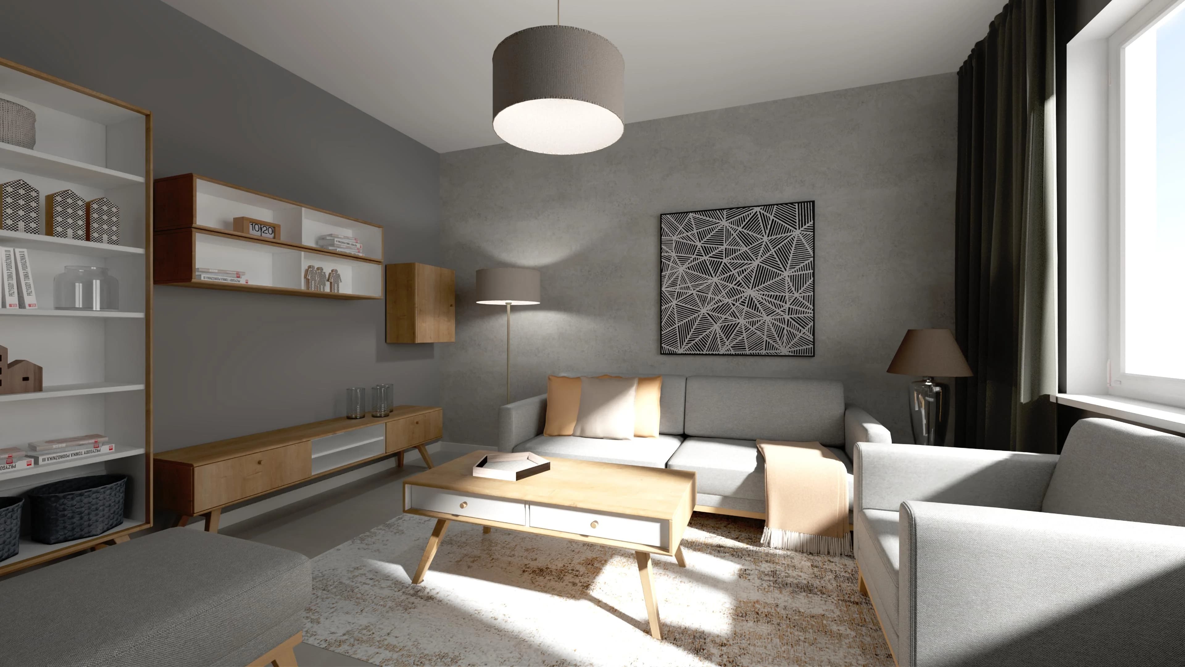 Subtelna harmonia szarości i bieli w salonie