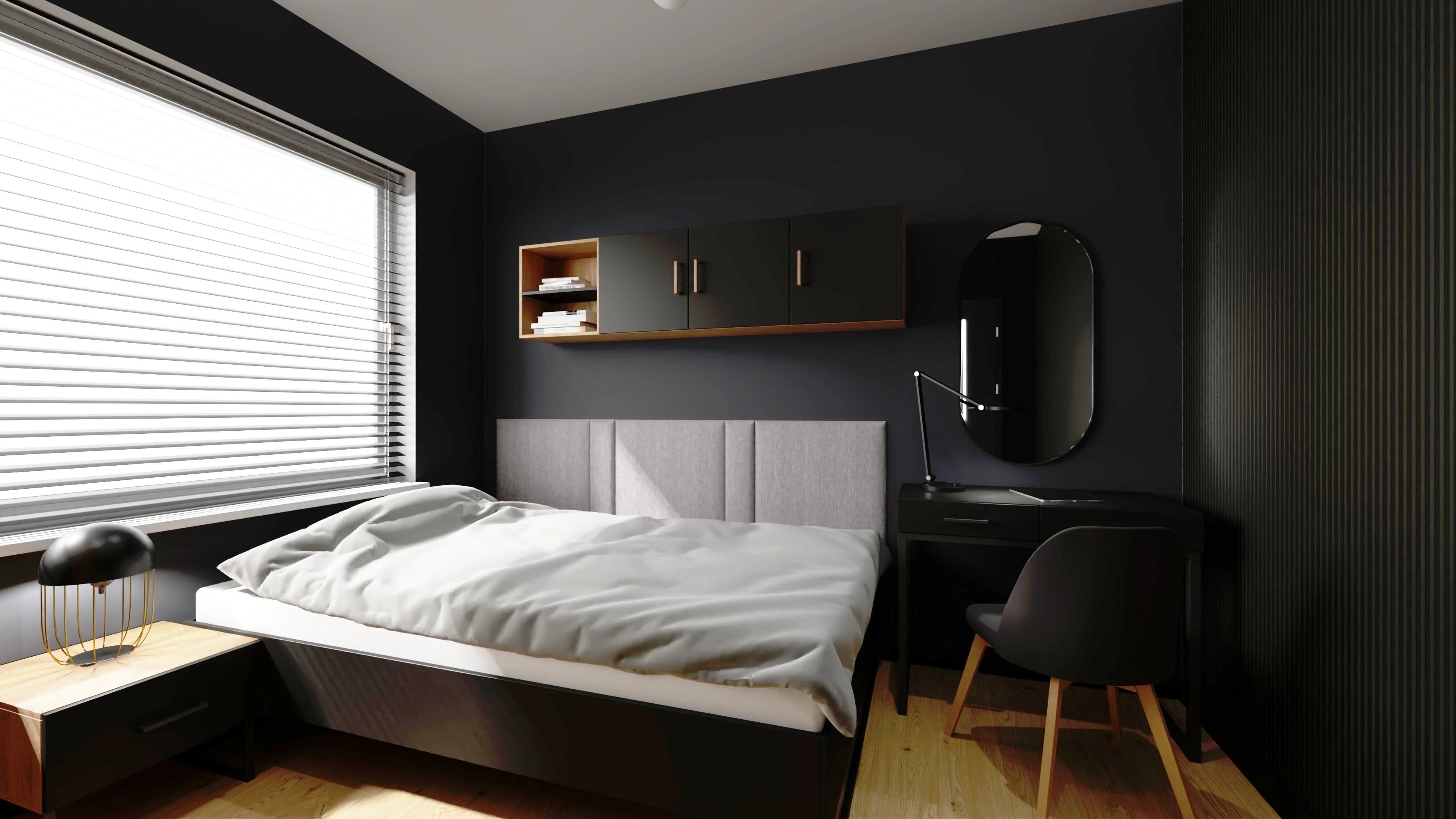 Męska sypialnia w ciemnych kolorach