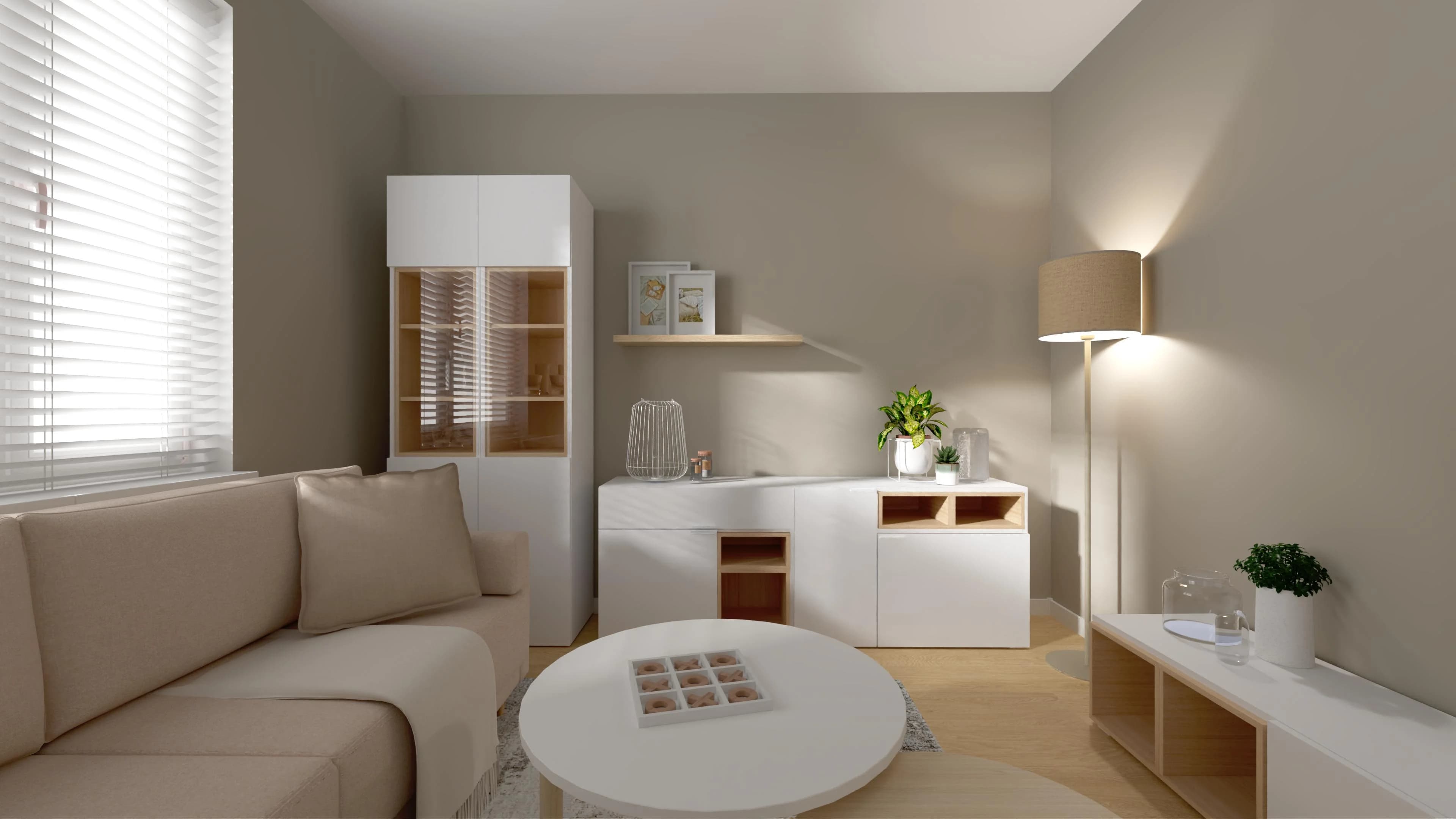 Wygodny salon na 10 m2 z kaszmirowymi ścianami