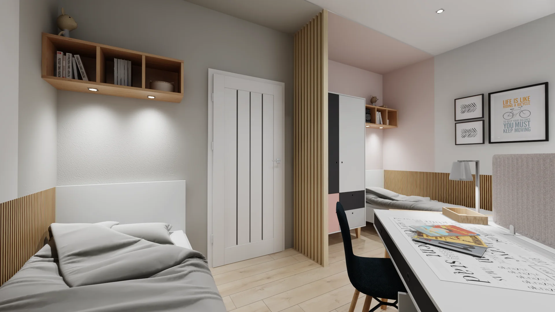 A democratic brother and sister room with furniture for the ages