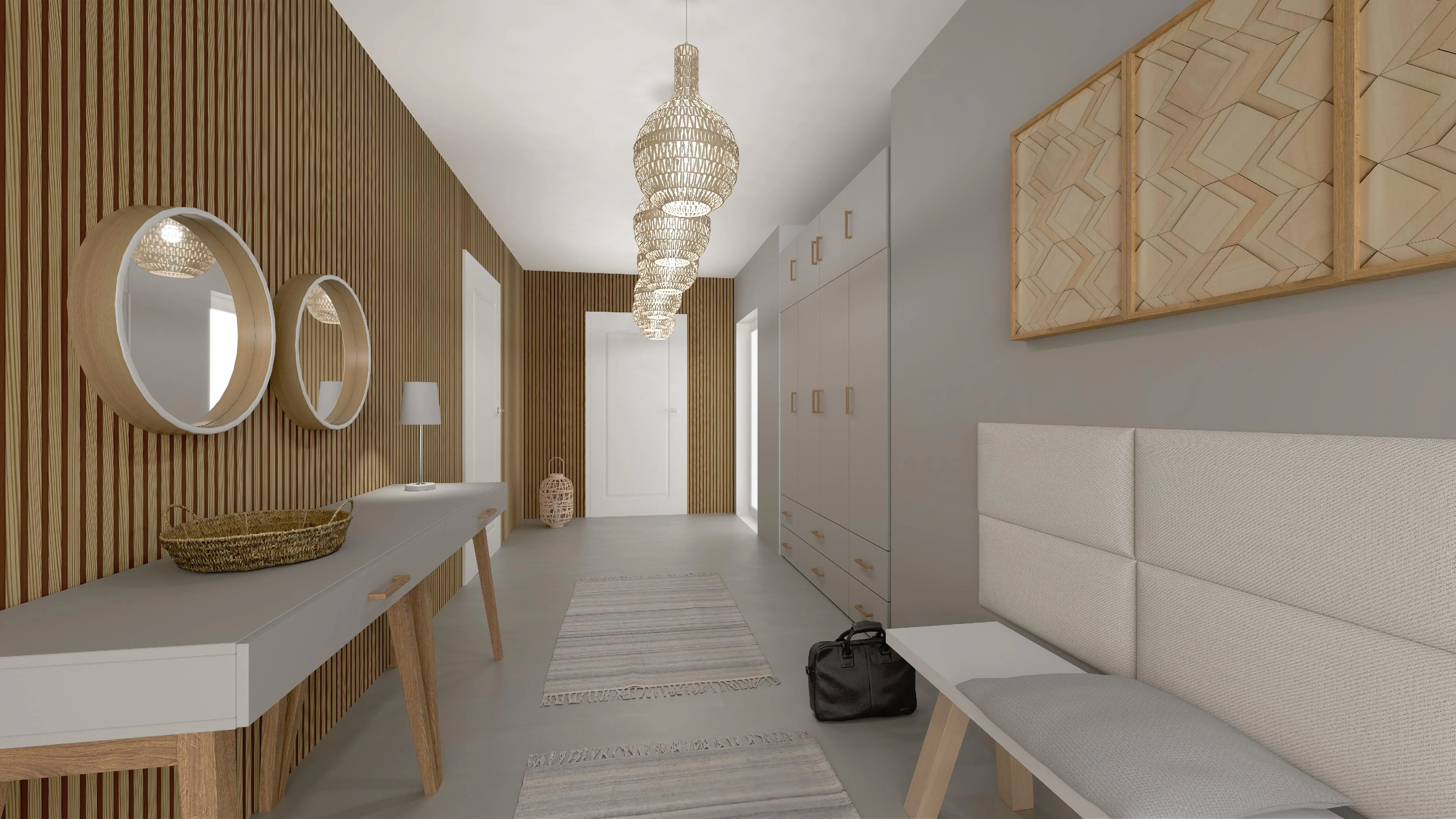 Atmospheric corridor in boho style