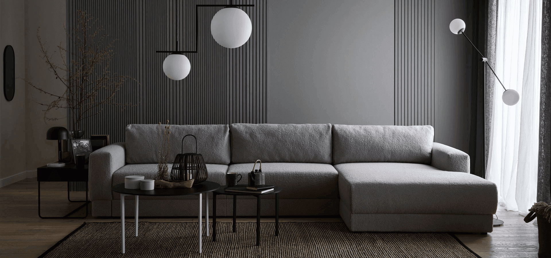 ciemnoszara sofa w tkaninie agnello