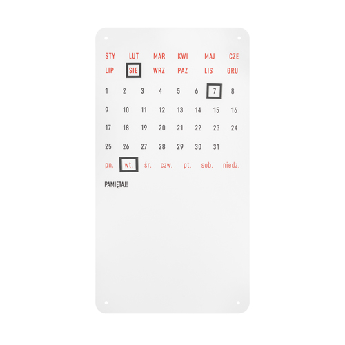 Calendar with a metal plate for magnets