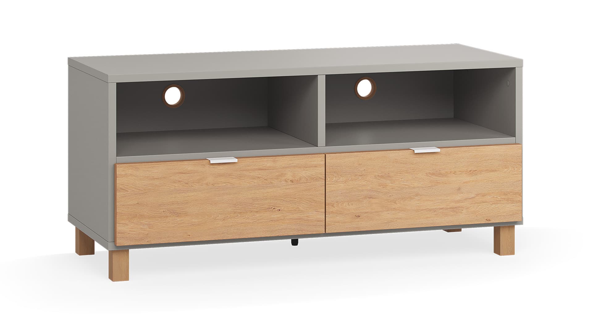 RTV 120 wardrobe with oak legs and white handles grey/oak Simple