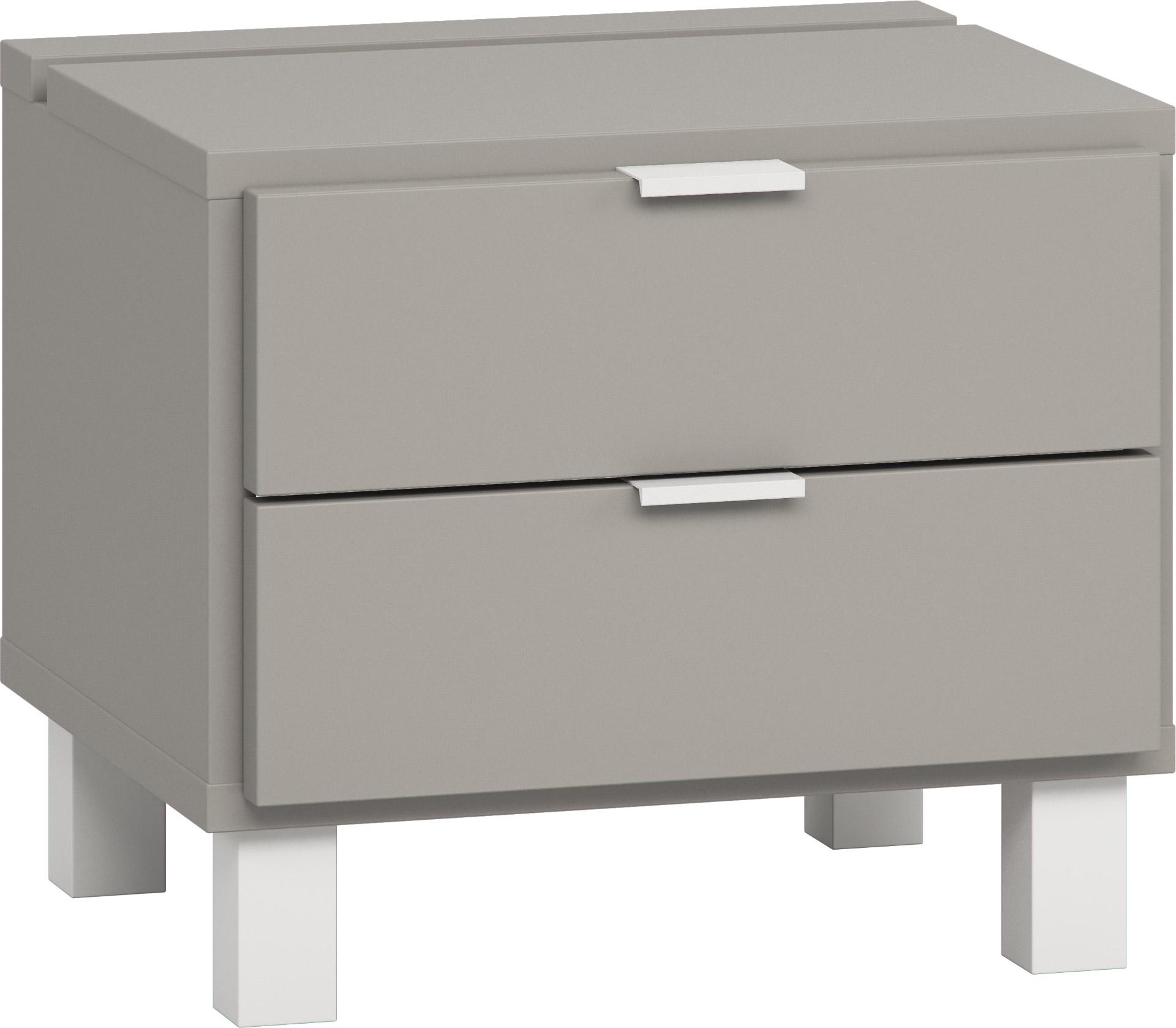Bedside table with drawers and function rail grey Simple