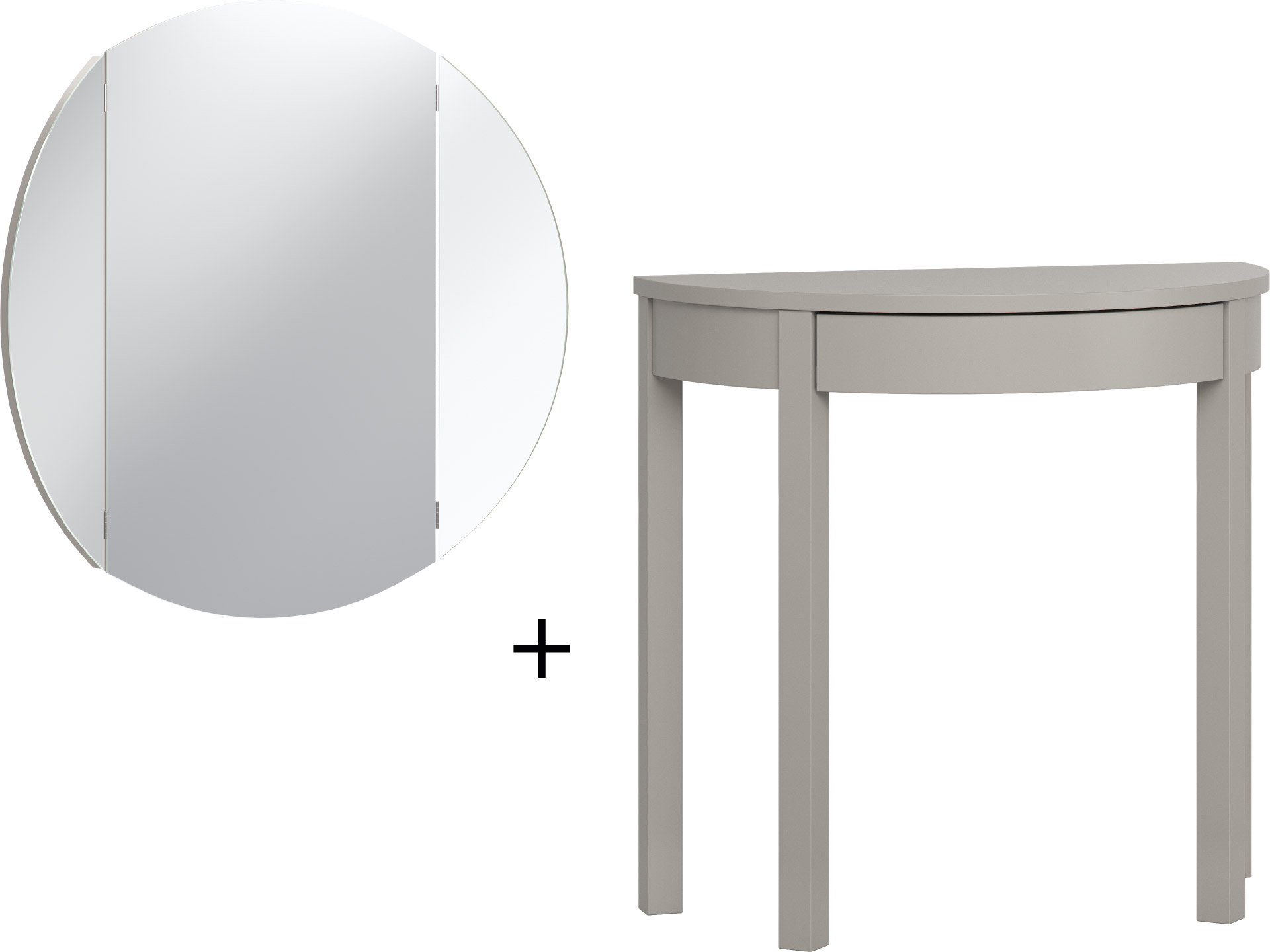 Toaletka z lustrem teatralnym szara Simple