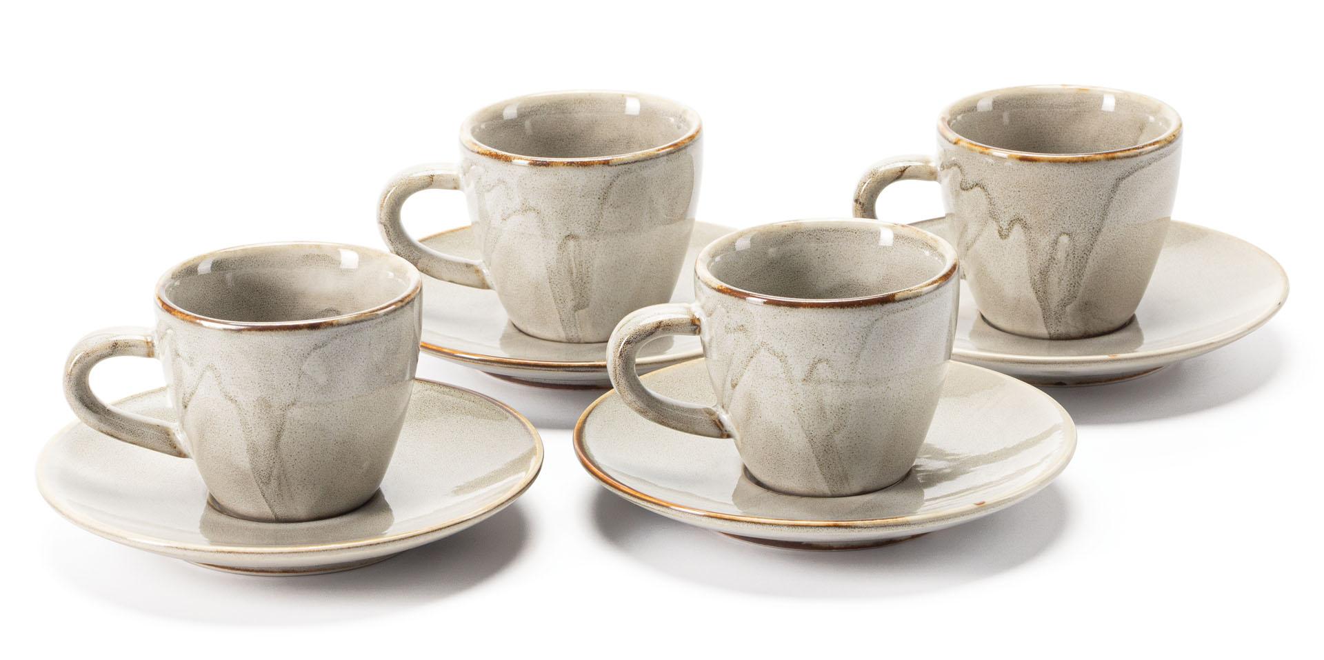Zestaw 4 filiżanek do espresso ze spodkami Wikle