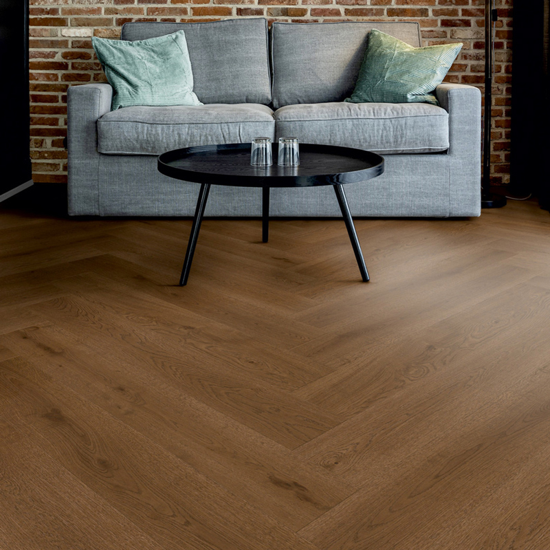 Podłoga drewniana Ter Hürne Herringbone Collection Dąb Langeoog aranżacja