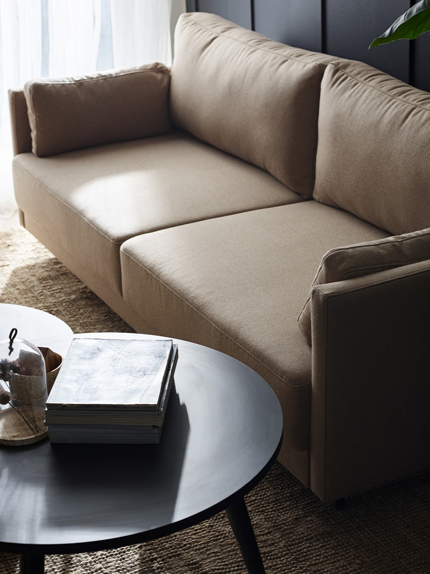 sofa estar w tkaninie wełnianej