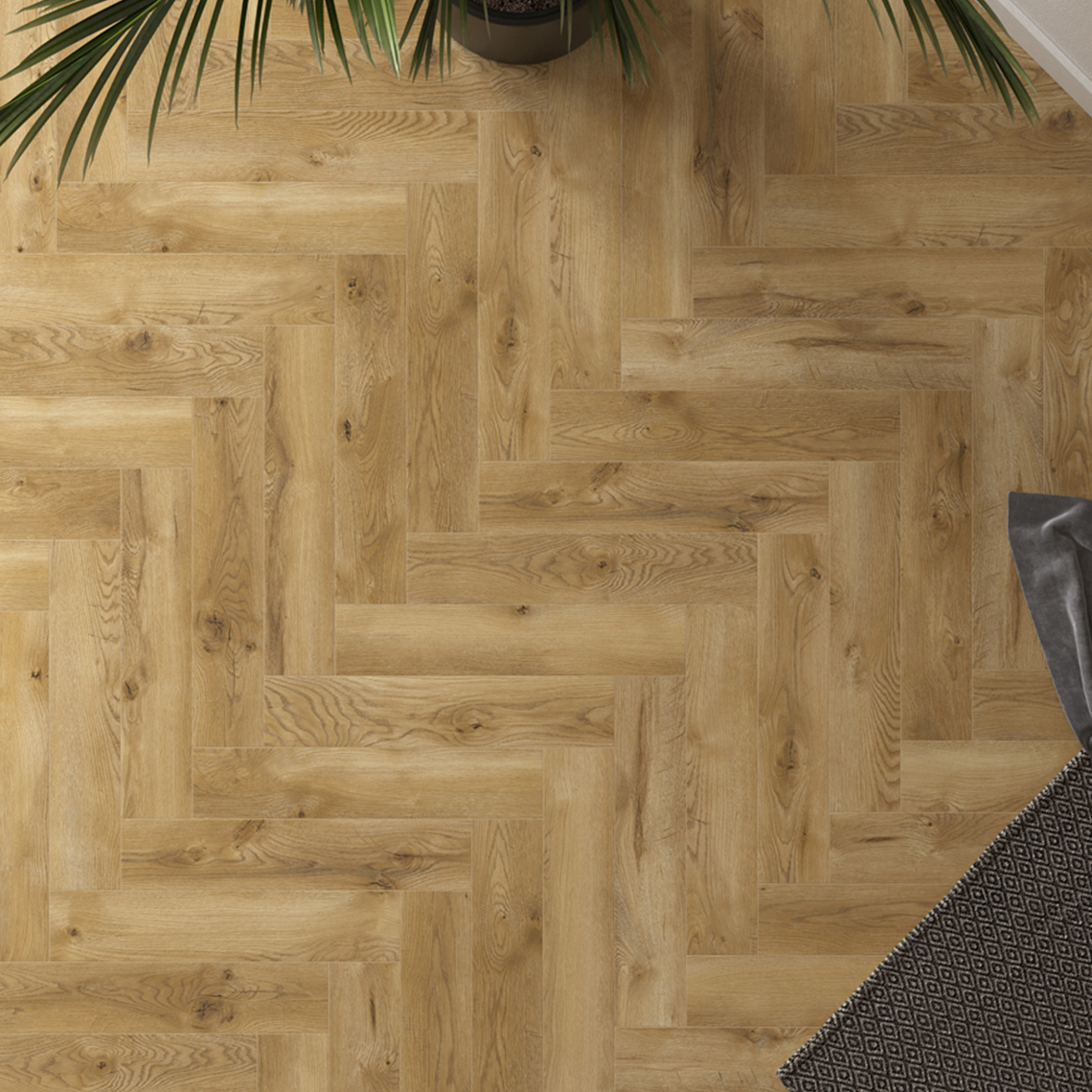 Panele podłogowe Querra Herringbone Dąb Imo aranżacja