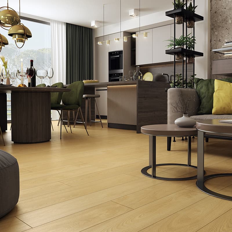 Panele podłogowe Swiss Krono Aurum Sefora Aqua Zero Dąb Macchiato D40464 aranżacja