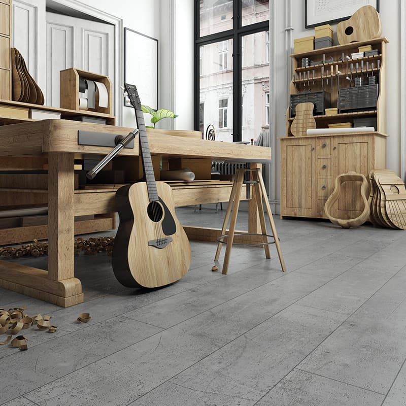 Panele podłogowe SWISS KRONO Platinium Paloma Aqua Block Beton Milenium D1038 aranżacja