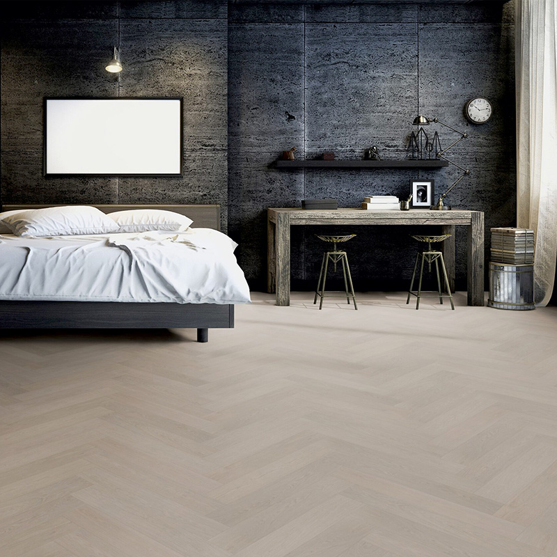 Podłoga hybrydowa Ter Hürne Hywood Herringbone Dąb Ordesa 2922 jodełka aranżacja