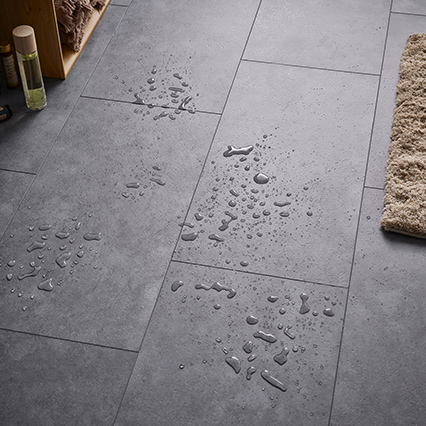 Rigid core flooring VOX Rigio Concrete Dark arrangement
