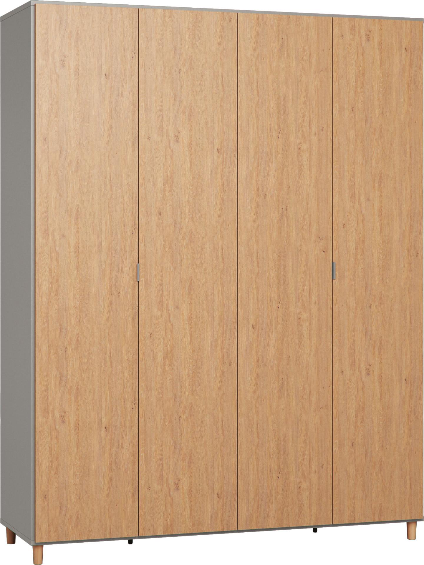 4-d wardrobe with extra shelves grey/oak Simple
