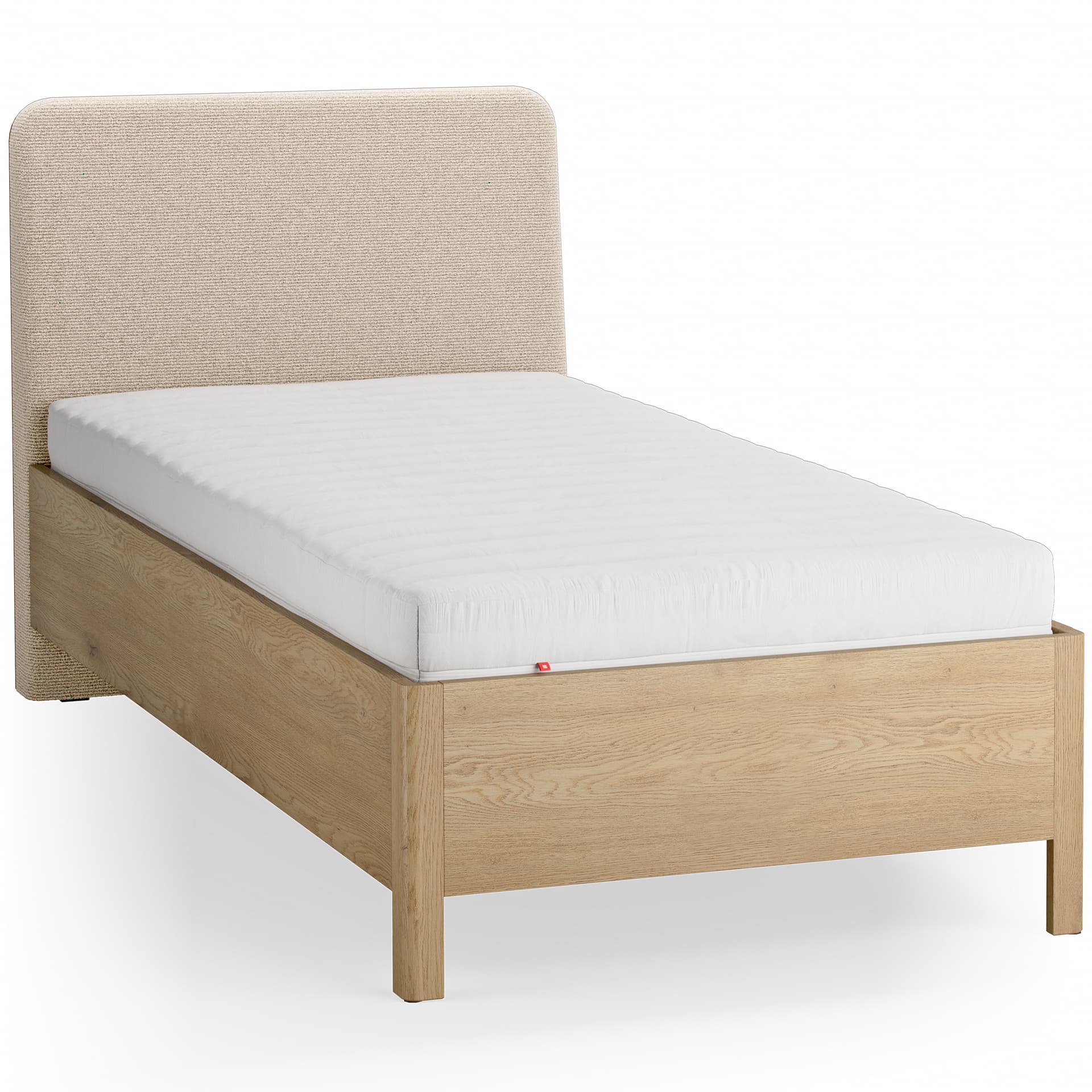 Bed 90x200 with upholstered slanted headrest Well