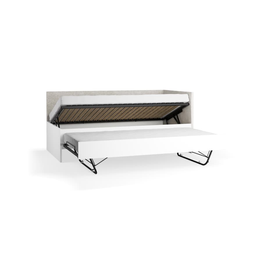 Right upholstered bed with lift-up frame and lower bed Young Users Next