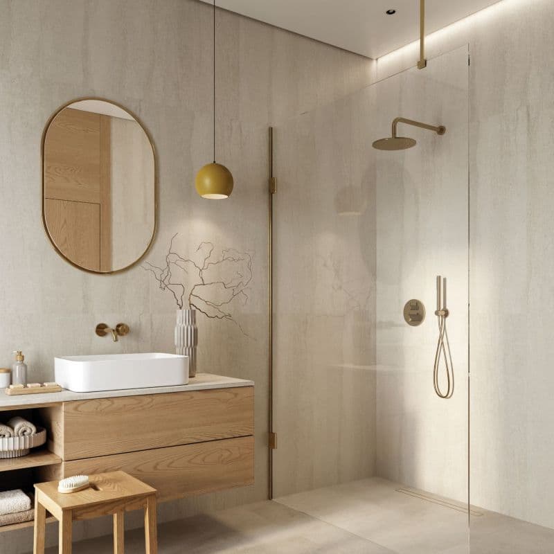 Mineral SPC wall panel Idevo Mineral Sand 110x55 cm arrangement