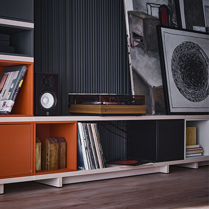 RTV cabinet gray beige / terracotta Balance arrangement