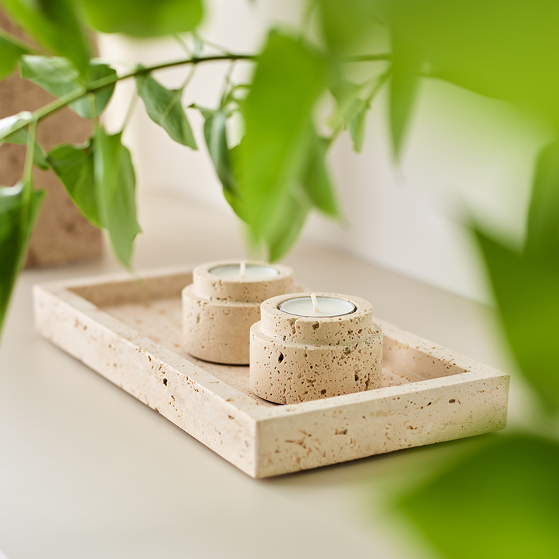 Tealight Travertine kpl 2pcs arrangement