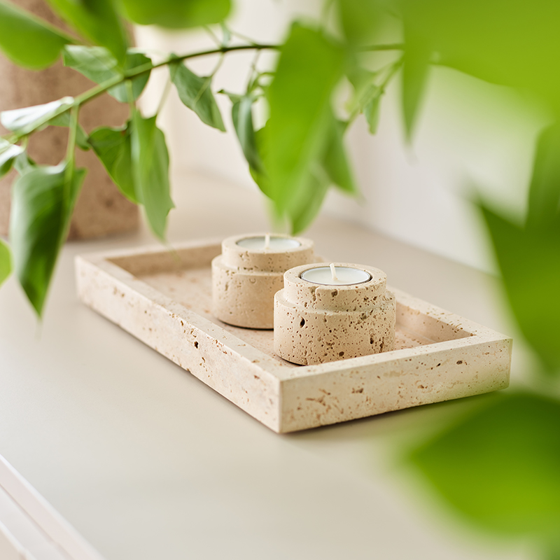 Travertine tray arrangement