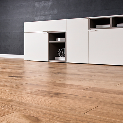 SKANDINAVIEN Solid floor board 1-strip Kategatt Oak arrangement