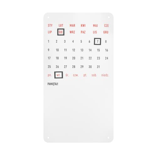 Calendar with a metal plate for magnets