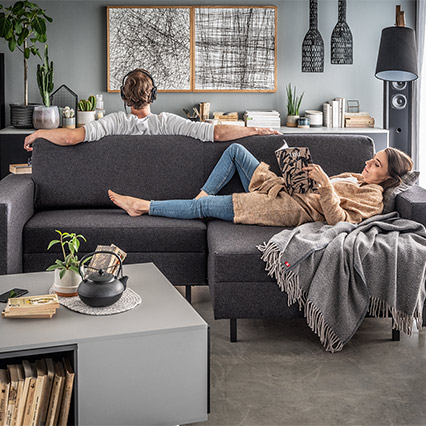 Sofa z 2 pojemnikami Slide III aranżacja