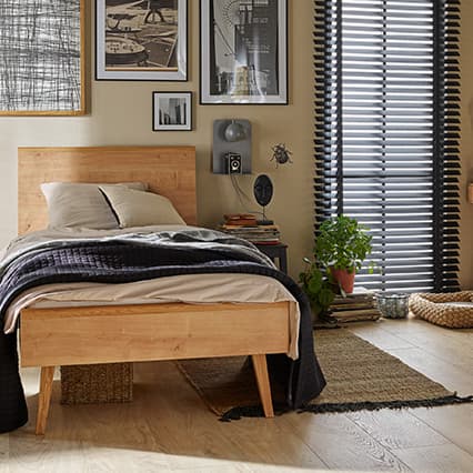 Łóżko 1-osobowe z wezgłowiem płaskim Nature aranżacja