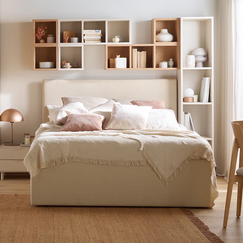 Łóżko tapicerowane z dużym pojemnikiem 160x200 Puric aranżacja