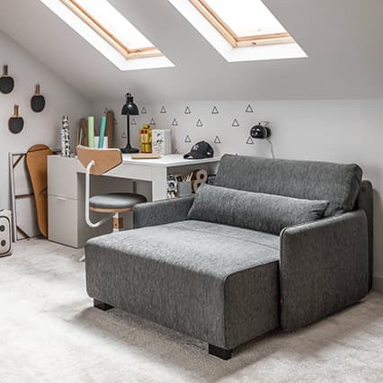 Szezlong z funkcją spania Jasper aranżacja