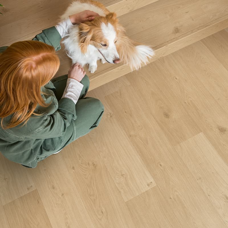 Podłoga winylowa Quick Step Blos Dąb coast beżowy AVSPU40321 ze zintegrowanym podkładem aranżacja