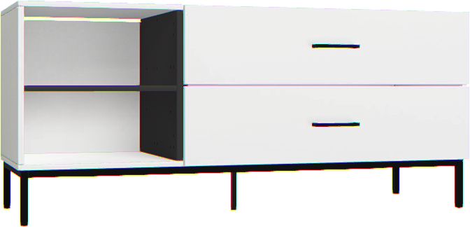 Szafka RTV wąska Creative biała z oświeltiem LED