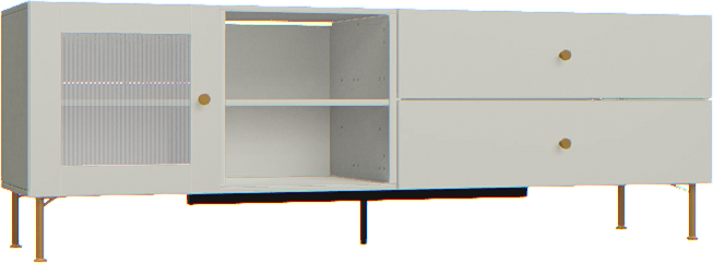 Szafka RTV Creative szara szkło ryflowane z oświetleniem LED